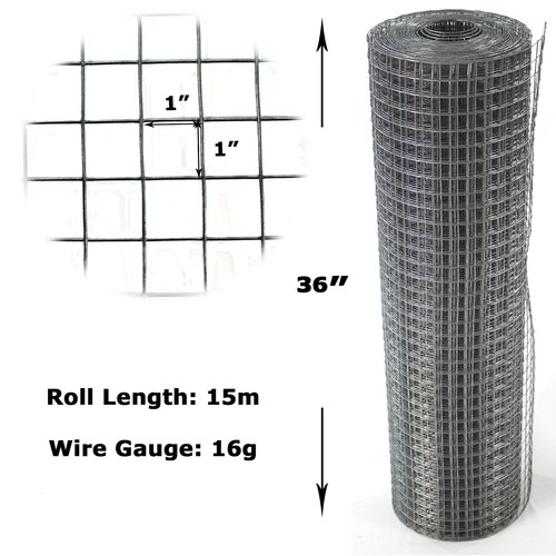 Welded wire mesh - wire, 1"x1"x15m